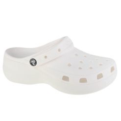 Klapki Crocs Model Classic Platform Clog W Kolor Biały. Białe klapki damskie Crocs, bez wzorów, z gumy, bez obcasa. Za 344.00 zł.