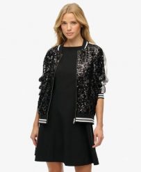 Superdry Kurtka Suikajan z Cekinami. Kurtki damskie Superdry., bez wzorów, z elastanu, bez kaptura. Za 556.95 zł.