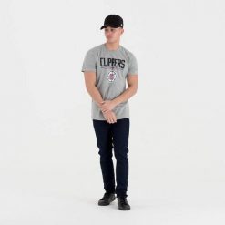 Koszulka Los Angeles Clippers NBA. Szare t-shirty sportowe męskie New Era, xl, z materiału, bez ramiączek, na fitness i siłownię. Za 126.50 zł.