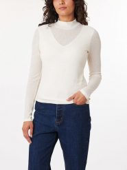 Scotch & Soda Koszulka w kolorze kremowym rozmiar: M. Brązowe bluzki damskie Scotch & Soda, m, bez wzorów, prążkowane, bez kołnierzyka, bez ramiączek. Za 79.03 zł.