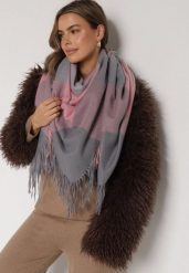 Różowo-Szary Szalik Bellaern. Czerwone szaliki i kominy damskie Born2be, bez wzorów, z bawełny. Za 49.99 zł.