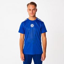 Koszulka piłkarska dla dorosłych Chelsea. Niebieskie t-shirty sportowe męskie CHELSEA, m, z materiału, bez ramiączek, do piłki nożnej. Za 169.99 zł.