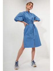 Josephine & Co Sukienka w kolorze niebieskim rozmiar: 42. Niebieskie sukienki damskie Josephine & Co, na co dzień, bez wzorów, z bawełny, bez kołnierzyka, bez ramiączek, midi, proste. Za 350.56 zł.