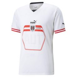 Koszulka wyjazdowa Autriche 2022. Białe t-shirty sportowe męskie Puma, xs, bez ramiączek, na fitness i siłownię. Za 284.90 zł.