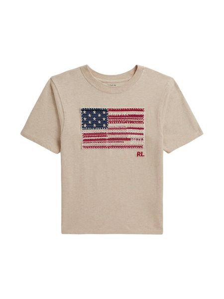 Polo Ralph Lauren T-Shirt 313B20043001 Beżowy Regular Fit. Brązowe koszulki dziewczęce Polo Ralph Lauren, l, bez wzorów, z bawełny, bez ramiączek. Za 289.99 zł.