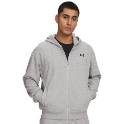 Bluza Under Armour Ua Rival Lw Fz Dorośli. Szare bluzy sportowe męskie Under Armour, bez wzorów, z bawełny, sportowe, bez kołnierzyka, bez ramiączek. Za 364.99 zł.