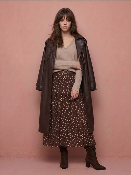 Sweter z domieszką wełny i koronkowym dekoltem - brązowy. Brązowe swetry klasyczne damskie Sinsay, l, z koronki, bez kołnierzyka. Za 59.99 zł.