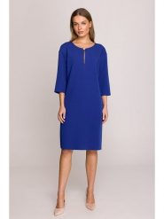 Stylove Sukienka w kolorze niebieskim rozmiar: XL. Niebieskie sukienki damskie Stylove, na co dzień, xl, bez wzorów, bez kołnierzyka, bez ramiączek, midi, proste. Za 219.08 zł.