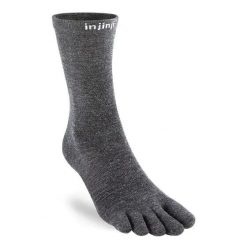 Skarpetki Injinji Liner Crew Wool. Szare skarpetki męskie Injinji, bez wzorów, ze skóry. Za 137.50 zł.