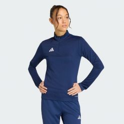 Koszulka treningowa Entrada26. Białe t-shirty damskie Adidas, bez wzorów, bez kołnierzyka. Za 121.99 zł.
