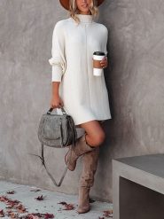 Milan Kiss Sukienka dzianinowa w kolorze kremowym rozmiar: S. Brązowe sukienki damskie Milan Kiss, na co dzień, s, bez wzorów, z dzianiny, bez kołnierzyka, bez ramiączek, mini, proste. Za 165.31 zł.