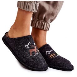 Domowe Papcie Big Star KK276018 Czarno-Beżowe brązowe. Brązowe kapcie damskie z wełny. Za 219.45 zł.