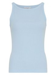 MOSS COPENHAGEN Top w kolorze błękitnym rozmiar: L/XL. Niebieskie topy damskie MOSS COPENHAGEN, l, bez wzorów, bez kołnierzyka. Za 98.95 zł.