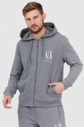 ARMANI EXCHANGE Szara bluza męska z kapturem na zamek. Szare bluzy z kapturem męskie Armani Exchange, l. W wyprzedaży za 369.99 zł.