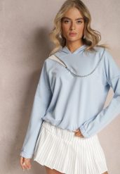 Niebieska Asymetryczna Bluza z Bawełny z Kapturem i Ozdobnym Suwakiem Lueur. Niebieskie bluzy z kapturem damskie Renee, z bawełny. Za 79.99 zł.