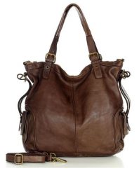 Miejski shopper czekoladowy MARCO MAZZINI v145g. Brązowe shopper bag damskie bez wzorów, ze skóry, duże, bez dodatków. Za 529.15 zł.