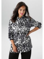 Aniston Bluzka w kolorze czarno-białym rozmiar: 44. Białe bluzki damskie Aniston, bez wzorów, z wiskozy, bez kołnierzyka, bez ramiączek. Za 100.04 zł.