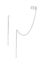 Elli Damska nausznica łańcuszek Pull Through płytka ze srebra próby 925 Sterling Silver Kolczyki 1 ct Damski. Szare kolczyki damskie Elli, srebrne, na sztyftcie. Za 168.99 zł.