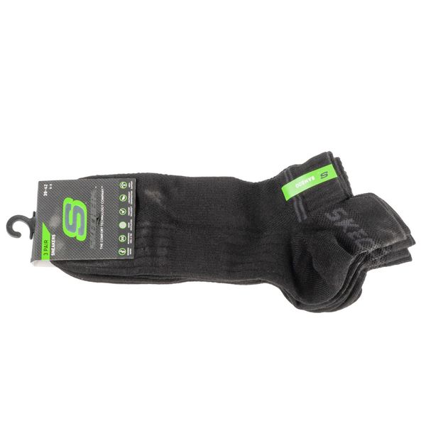 Skarpetki sportowe dla dorosłych 3PPK Bamboo Mesh Sneaker Socks. Czarne skarpetki damskie Skechers, bez wzorów, z elastanu. Za 54.99 zł.