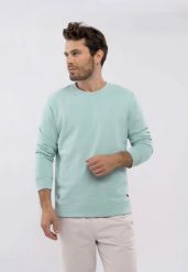 Gładka bluza B-ANDY. Zielone bluzy bez kaptura męskie Volcano, m, z bawełny. Za 139.99 zł.
