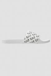 EA7 EMPORIO ARMANI Białe klapki. Białe klapki damskie EA7 Emporio Armani, bez wzorów, bez obcasa. W wyprzedaży za 211.99 zł.