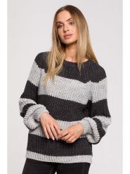 Made of emotion Sweter w kolorze szaro-antracytowym rozmiar: L/XL. Szare swetry klasyczne damskie Made Of Emotion, l, ze splotem, bez kołnierzyka. Za 70.24 zł.