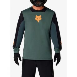 Bluza rowerowa męska Fox Defend LS Jersey Creation. Zielone bluzy bez kaptura męskie FOX, bez wzorów, z jersey, sportowe, bez kołnierzyka, bez ramiączek. Za 313.49 zł.