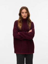 Vero Moda Sweter w kolorze bordowym rozmiar: S. Czerwone swetry klasyczne damskie Vero Moda, s, z wełny, bez kołnierzyka. Za 100.28 zł.