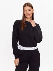 Guess Bluza O3YQ01KBS91 Czarny Regular Fit. Czarne bluzy bez kaptura damskie Guess, l, z bawełny. Za 139.99 zł.