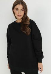Czarna Bluza Oversize z Polarem Mes. Czarne bluzy bez kaptura damskie Born2be, s, z dzianiny. Za 64.99 zł.