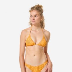 Góra kostiumu kąpielowego damska Decathlon Mae Keyshot. Brązowe bikini damskie Decathlon, bez wzorów. Za 39.99 zł.