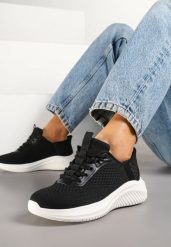 Czarno-Białe Buty Sportowe Sneakersy z Siateczki na Podeszwie z Tłoczeniami Kortebia. Czarne buty sportowe na co dzień damskie Renee, bez wzorów, z jeansu. Za 74.99 zł.