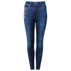 Desigual legginsy damskie Legging Nala XL ciemnoniebieskie. Niebieskie legginsy damskie Desigual, xl, bez wzorów, z jeansu. W wyprzedaży za 175.00 zł.