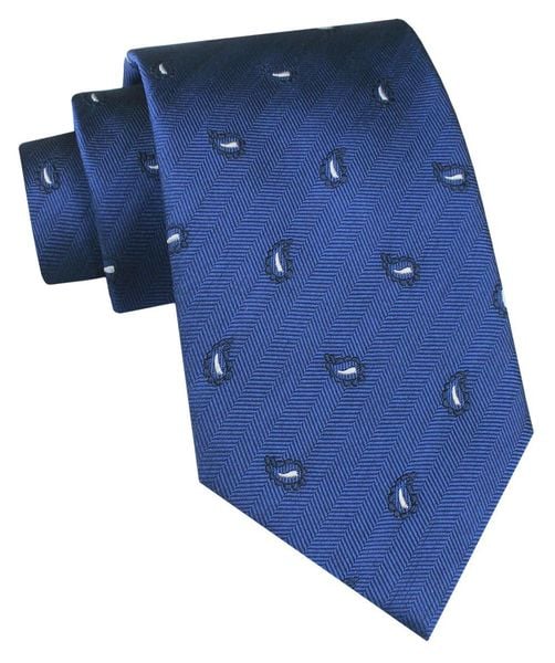 Jedwabny Krawat Męski - His Story - Niebieski w Drobne Łezki. Niebieskie krawaty i muchy męskie His Story, bez wzorów, z jedwabiu, eleganckie. Za 115.00 zł.