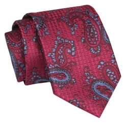 Krawat - ALTIES - Czerwony we Wzór Paisley. Czerwone krawaty i muchy męskie Alties, bez wzorów, z tkaniny, eleganckie. Za 49.00 zł.