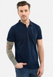 Koszulka polo O-SALLY. Niebieskie koszulki polo męskie Volcano, l, bez wzorów, z bawełny, bez ramiączek. Za 109.99 zł.