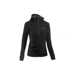 Kurtka Softshell trekkingowa Trek 500 WindWarm damska. Czarne kurtki damskie QUECHUA, xs, bez wzorów, z elastanu, bez kaptura. Za 199.99 zł.
