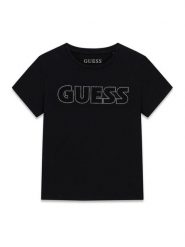 Guess T-Shirt J6YI12 2K4421 Czarny Regular Fit. Czarne koszulki dziewczęce Guess, z aplikacjami, z bawełny, bez ramiączek. Za 114.99 zł.