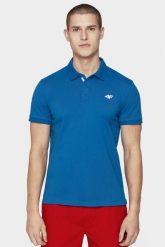 4F Koszulka polo regular męska - kobaltowa S. Niebieskie koszulki polo męskie 4f, m, bez wzorów, z bawełny, bez ramiączek. Za 69.99 zł.