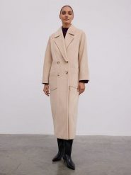 BGN Płaszcz przejściowy w kolorze beżowym rozmiar: 36. Brązowe płaszcze damskie BGN, bez wzorów, z wełny. Za 327.87 zł.