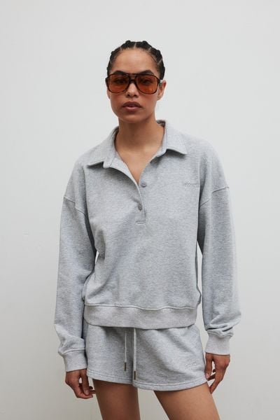 Bluza damska z kołnierzem w kolorze GREY MELANGE - EXPLORE-S/M. Szare bluzy bez kaptura damskie Marsala, m, z bawełny. Za 339.90 zł.