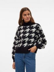 Vero Moda Sweter w kolorze czarno-białym rozmiar: M. Czarne golfy damskie Vero Moda, m, bez wzorów, bez ramiączek. Za 74.81 zł.