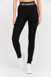 KARL LAGERFELD Czarne damskie legginsy Logo Elastic Punto Leggings. Czarne legginsy damskie Karl Lagerfeld, s, bez wzorów, z elastanu. W wyprzedaży za 394.99 zł.