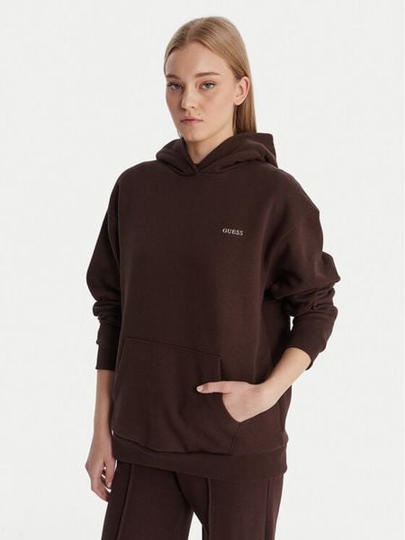 Guess Bluza V6RQ14 K9V31 Brązowy Regular Fit. Brązowe bluzy bez kaptura damskie Guess, xs, z bawełny. Za 379.99 zł.