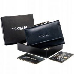 Portfel damski 4U Cavaldi RD-18-GCL granatowy. Niebieskie portfele damskie 4U Cavaldi, bez wzorów, ze skóry. Za 69.99 zł.