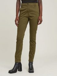 G-Star Spodnie - Skinny fit - w kolorze khaki rozmiar: W28/L32. Brązowe spodnie materiałowe damskie G-Star, bez wzorów, retro, z podwyższonym stanem. Za 197.63 zł.