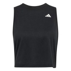 Damski tank top adidas Workout Essentials Boxy. Czarne topy sportowe damskie Adidas, m, bez wzorów, z materiału, bez ramiączek. Za 126.40 zł.