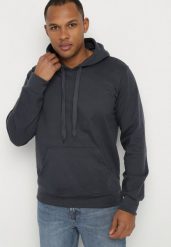 Granatowa Bluza z Bawełną i Kapturem z Kieszenią i Sznurkami Parhiris. Niebieskie bluzy z kapturem męskie Born2be, m, z bawełny. Za 54.99 zł.