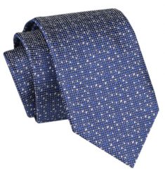 Modny Krawat Męski - Alties - Ciemnoniebieski w Drobny Groszek. Niebieskie krawaty i muchy męskie Alties, bez wzorów, z tkaniny, eleganckie. Za 49.00 zł.