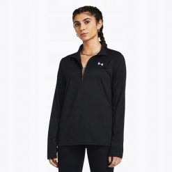 Bluza Damska Sportowa Rozpinana Under Armour Tech 1/2 Zip- Solid. Czarne bluzy sportowe damskie Under Armour, bez wzorów, bez ramiączek, bez kaptura. Za 179.99 zł.